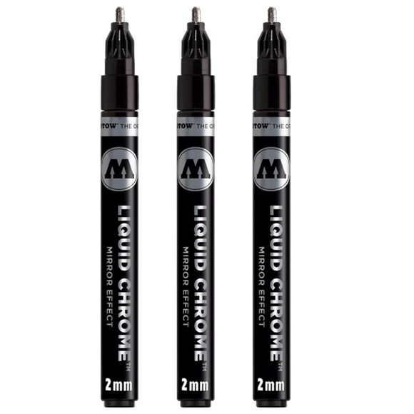 Molotow Liquid Chrome Marker, 2 mm, with Special Ink Mirror Effect. 3 pack. NIB! - Picture 1 of 16